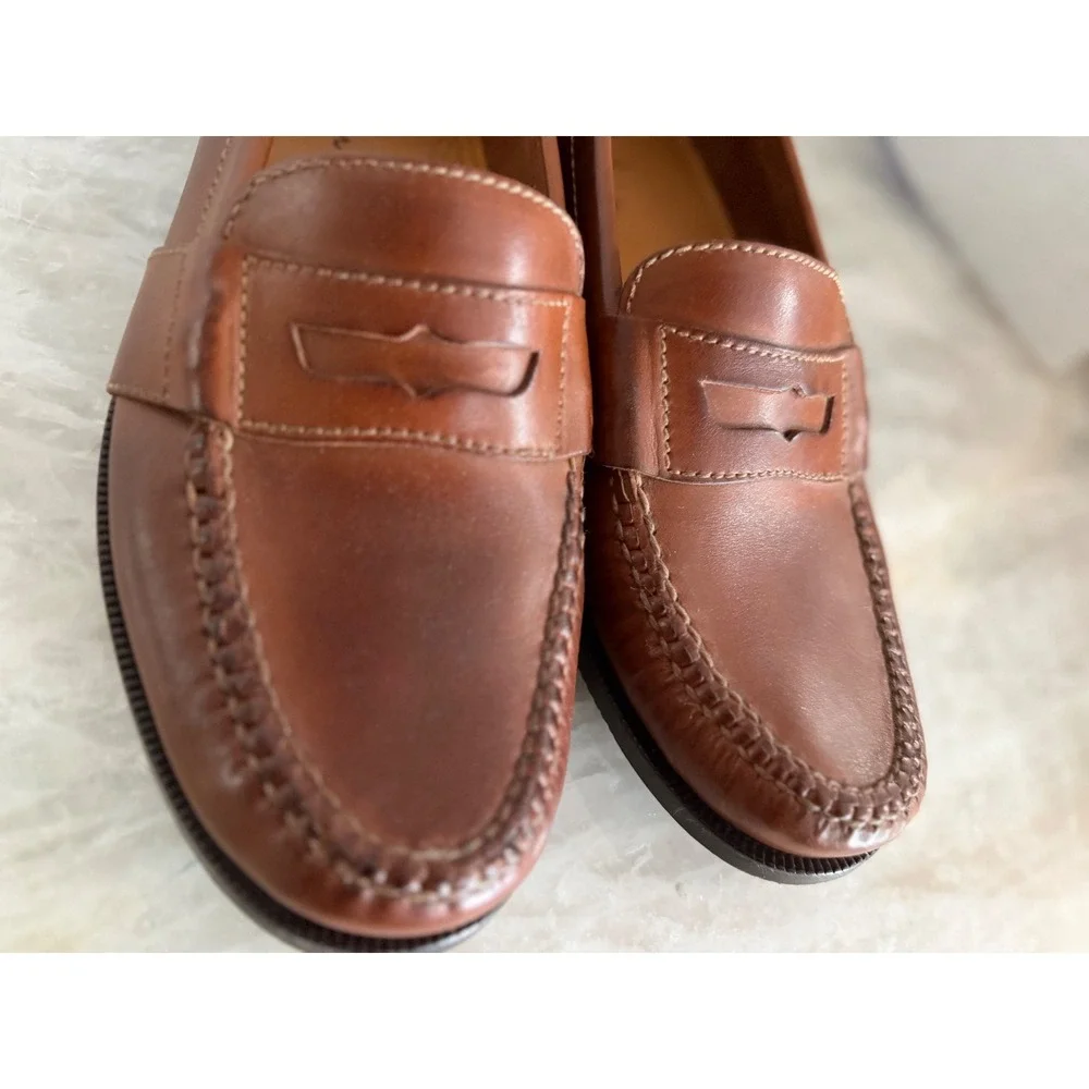 Cole Haan Penny Loafers Mens 10.5 M Brown Leather Moc Toe Slip On E07 01462 Good